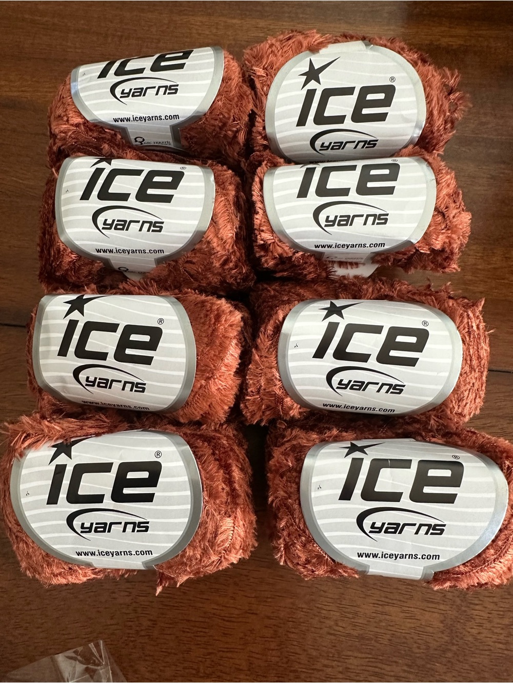 New ICE Copper Rust Shade Eyelash Yarn 8 for Knitting & Crochet Craft Lei